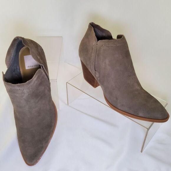 NEW Dolce Vita Booties Women's Size 8 Dune Gray Brown Suede Ankle Boot Slip-On - Picture 4 of 8